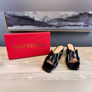 🆕 Wayderns Black Patent Leather Mules